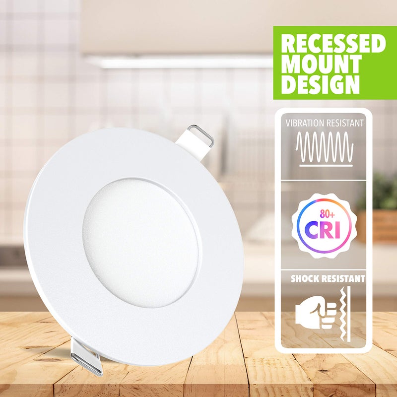 Leisure LED 5 Pack RV Boat Recessed Ceiling Light 240 Lumen Super Slim LED Panel Light DC 12V 3.375" 3W Full Aluminum Downlights, Natural/Neutral White (Natural White, 5 Pack) - Image 4